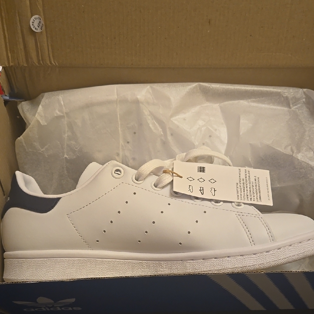Adidas White Sneakers with Navy Accents